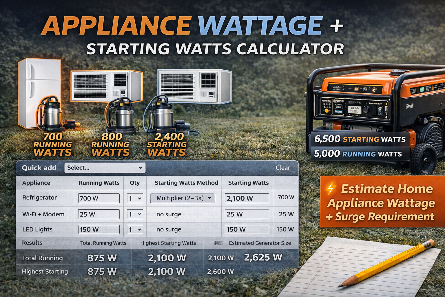 Appliance Wattage Chart