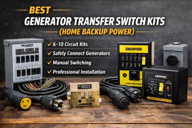 Best generator transfer switch kits for home backup including Reliance Controls, Champion, and Generac transfer switches.