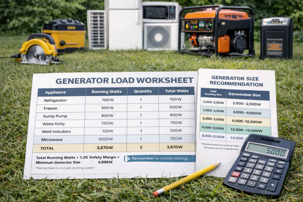 Generator Load Worksheet (Free Chart + Calculator)