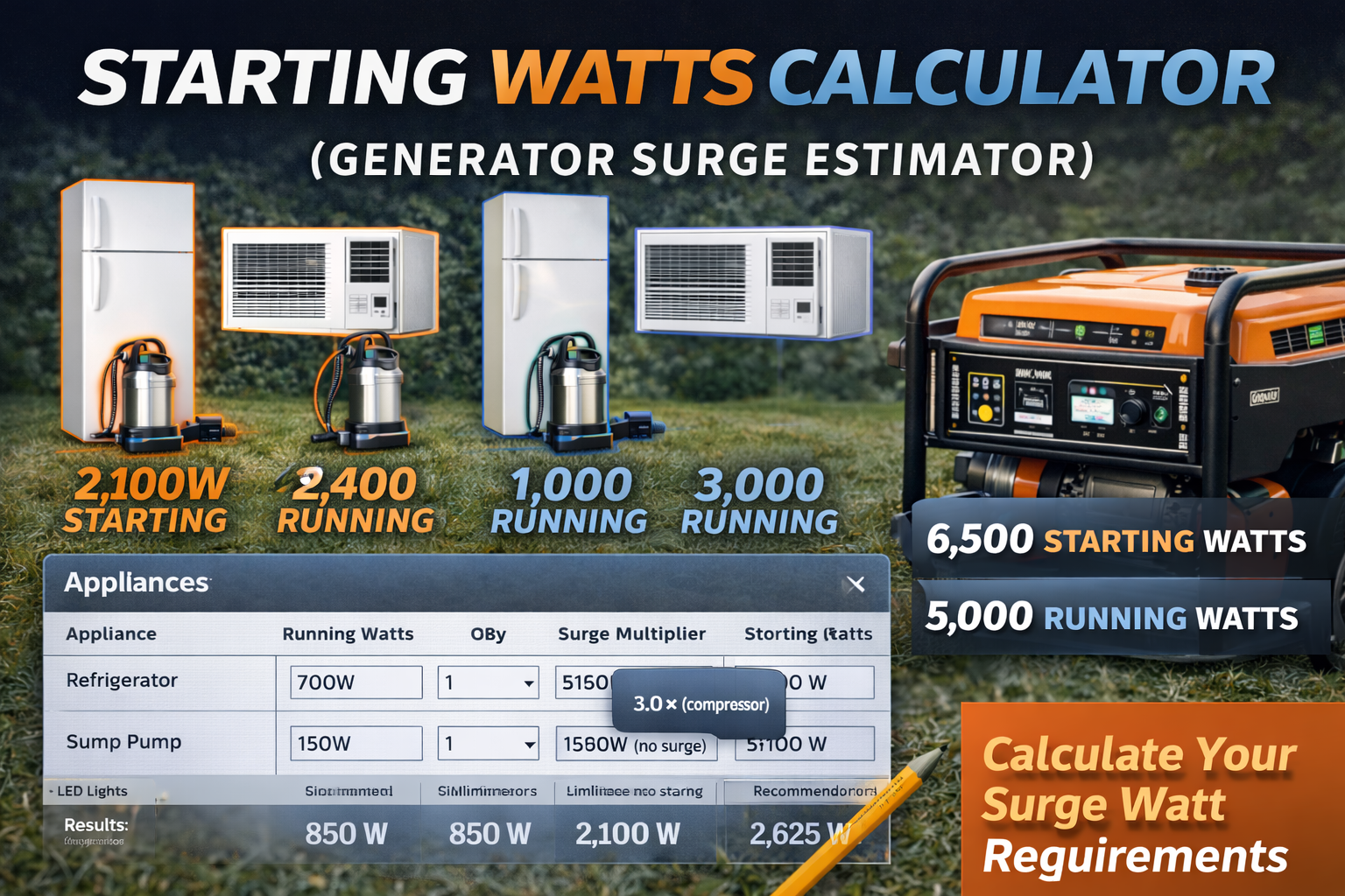 Starting Watts Calculator