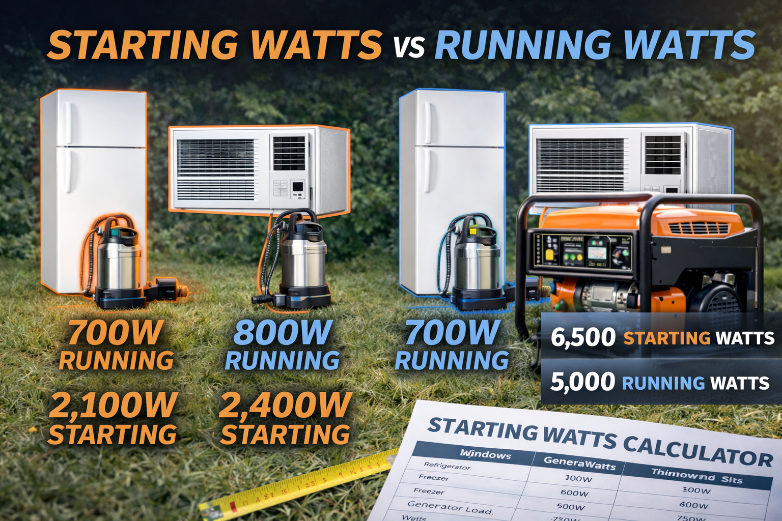 Starting vs Running Watts