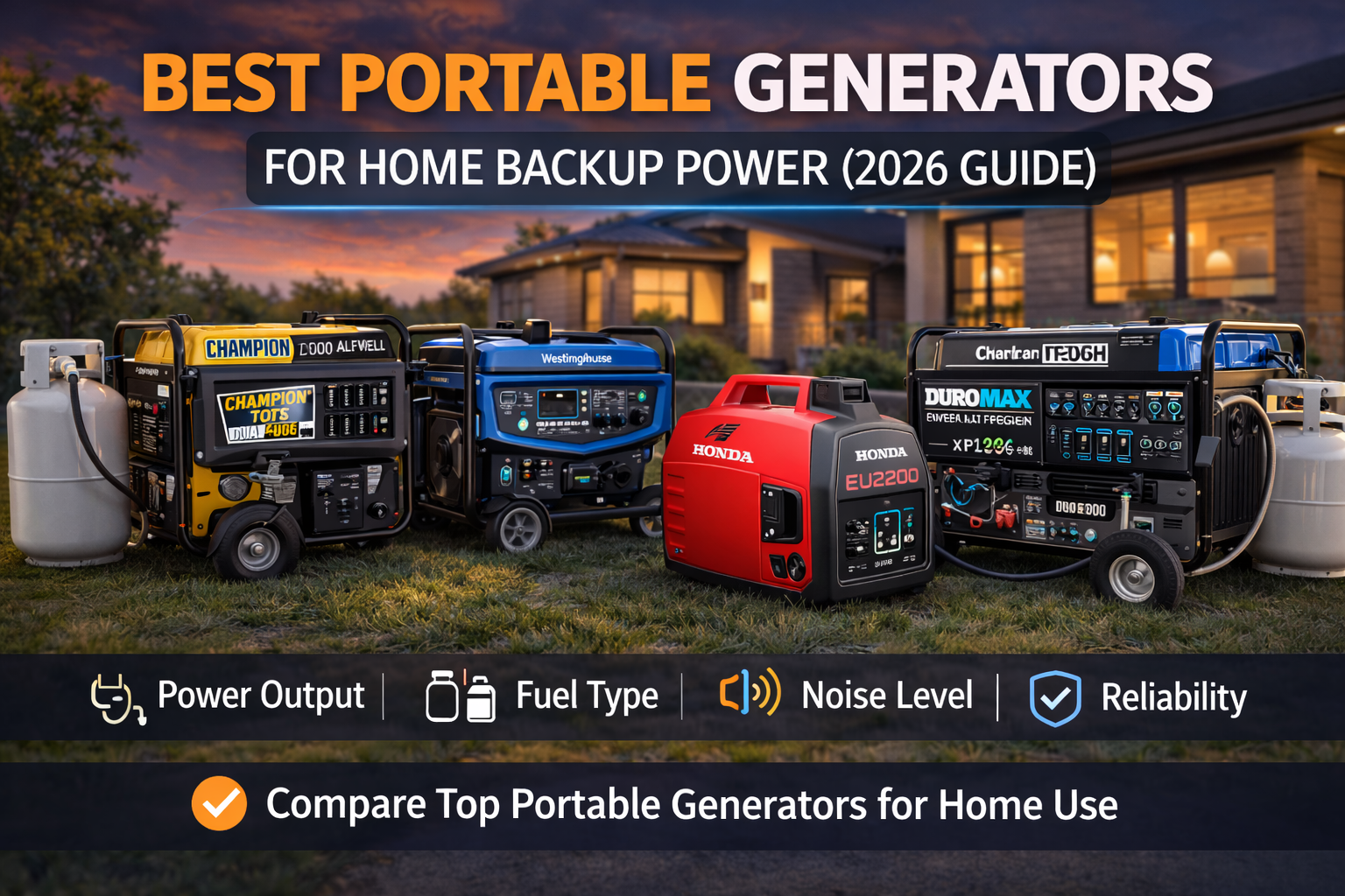 best portable generators comparison showing several home backup portable generators