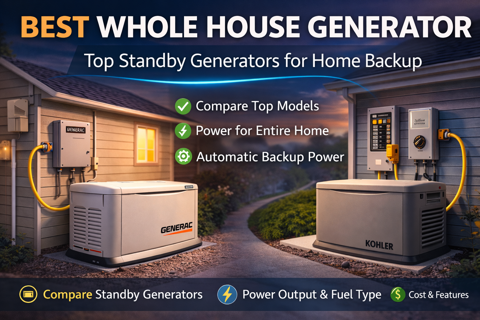 best whole house generator standby generator installed outside home for backup power