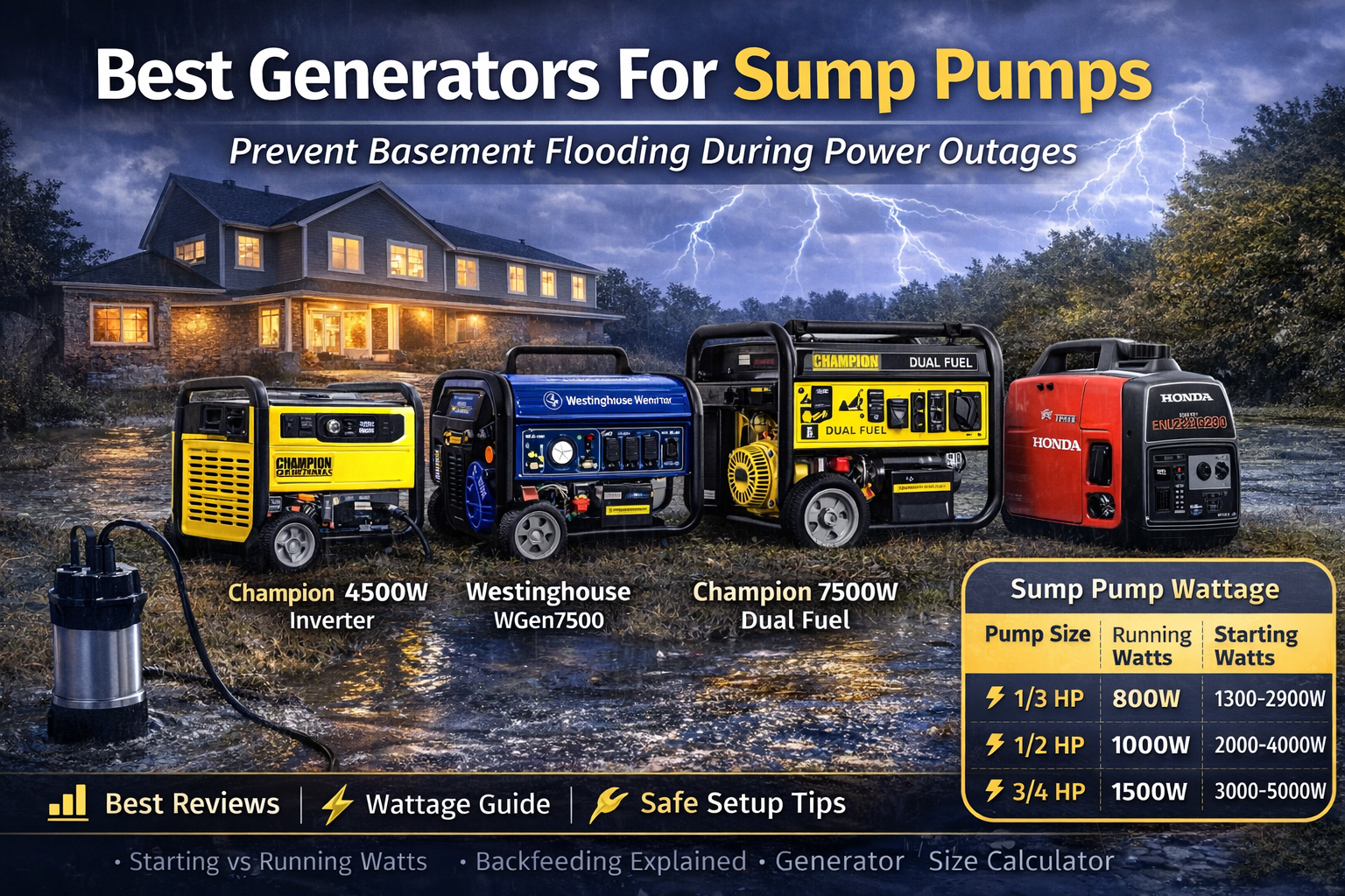 generator for sump pump
