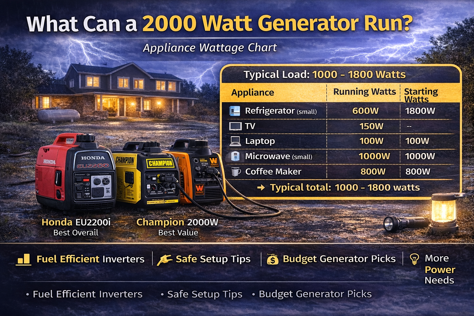 what can a 2000 watt generator run