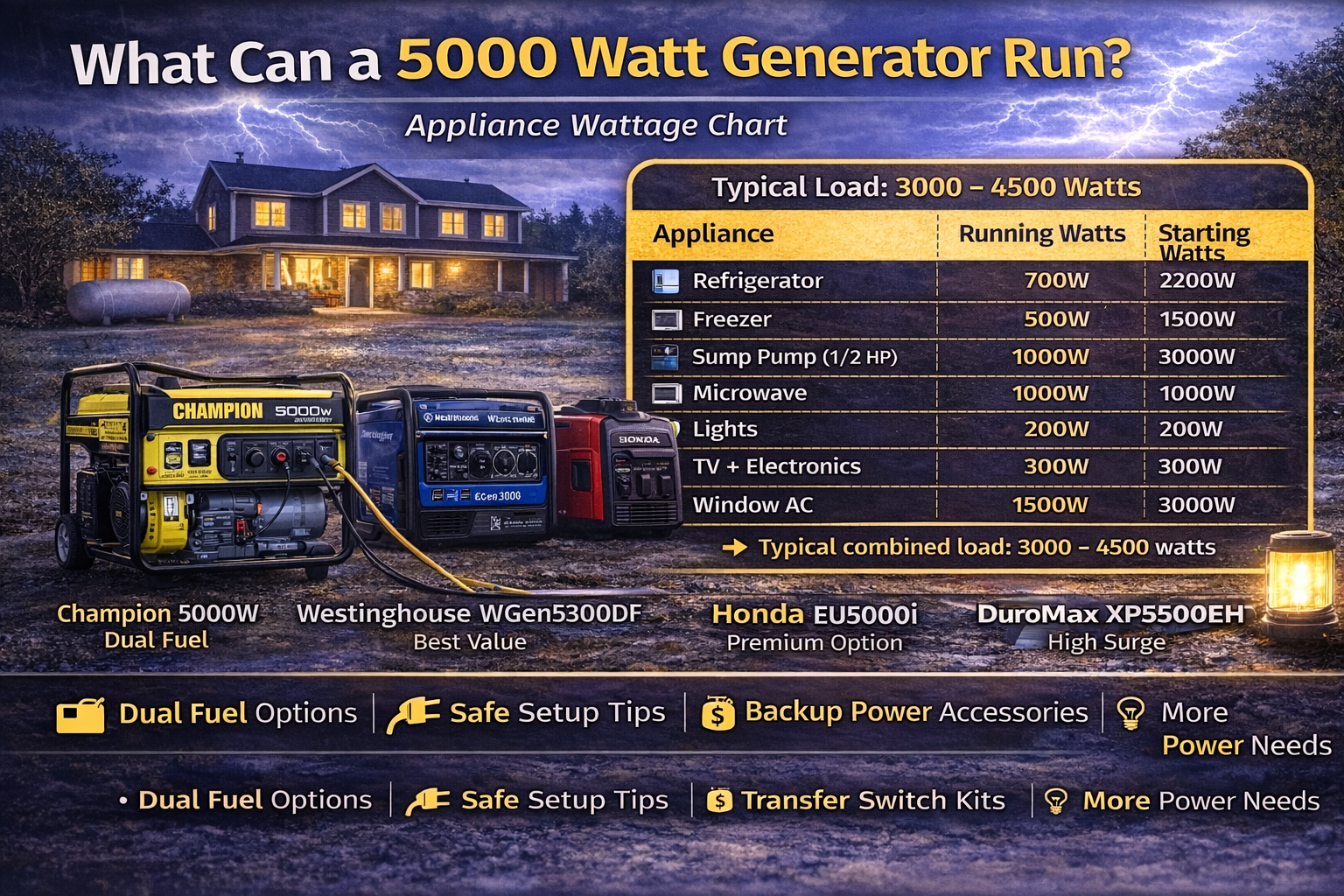 what can a 5000 watt generator run