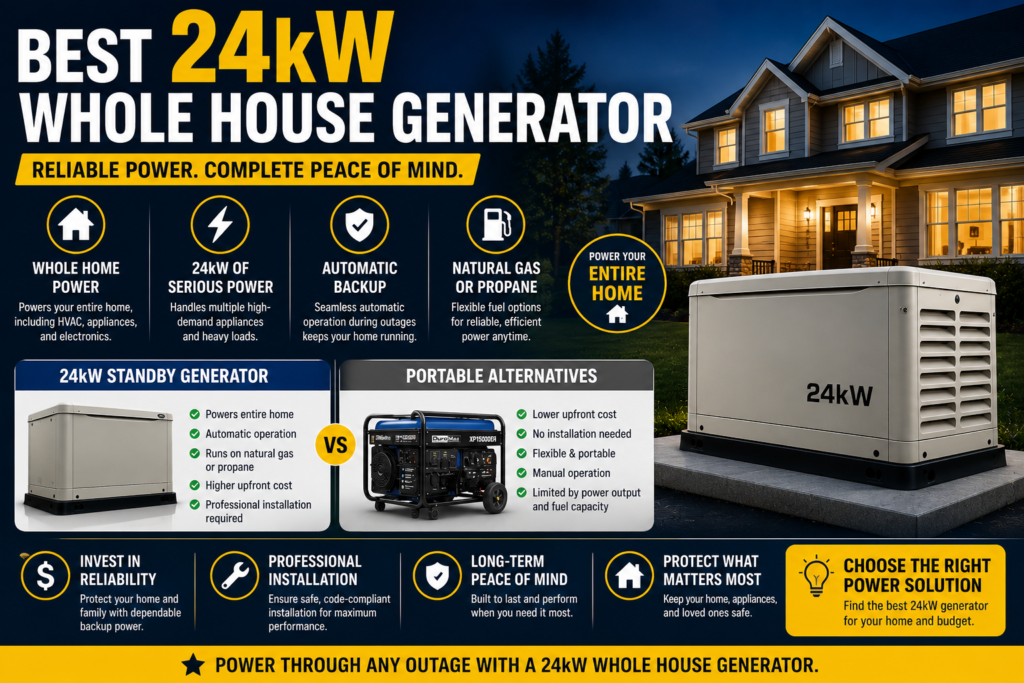 Best 24kW Whole House Generator (2026 Picks + Alternatives)