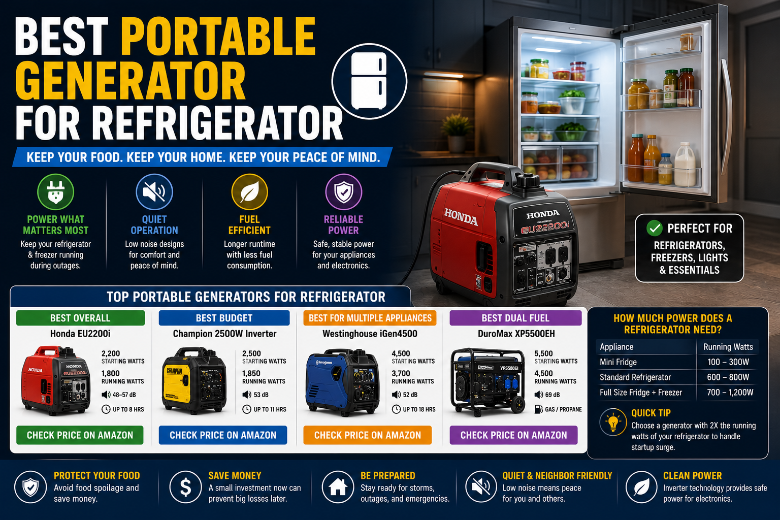 best portable generator for refrigerator