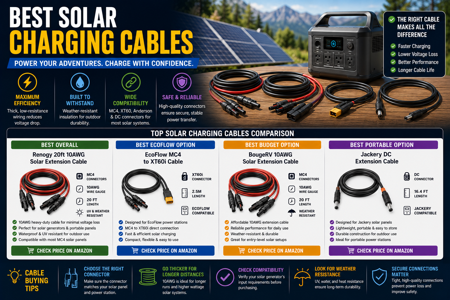 best solar charging cables