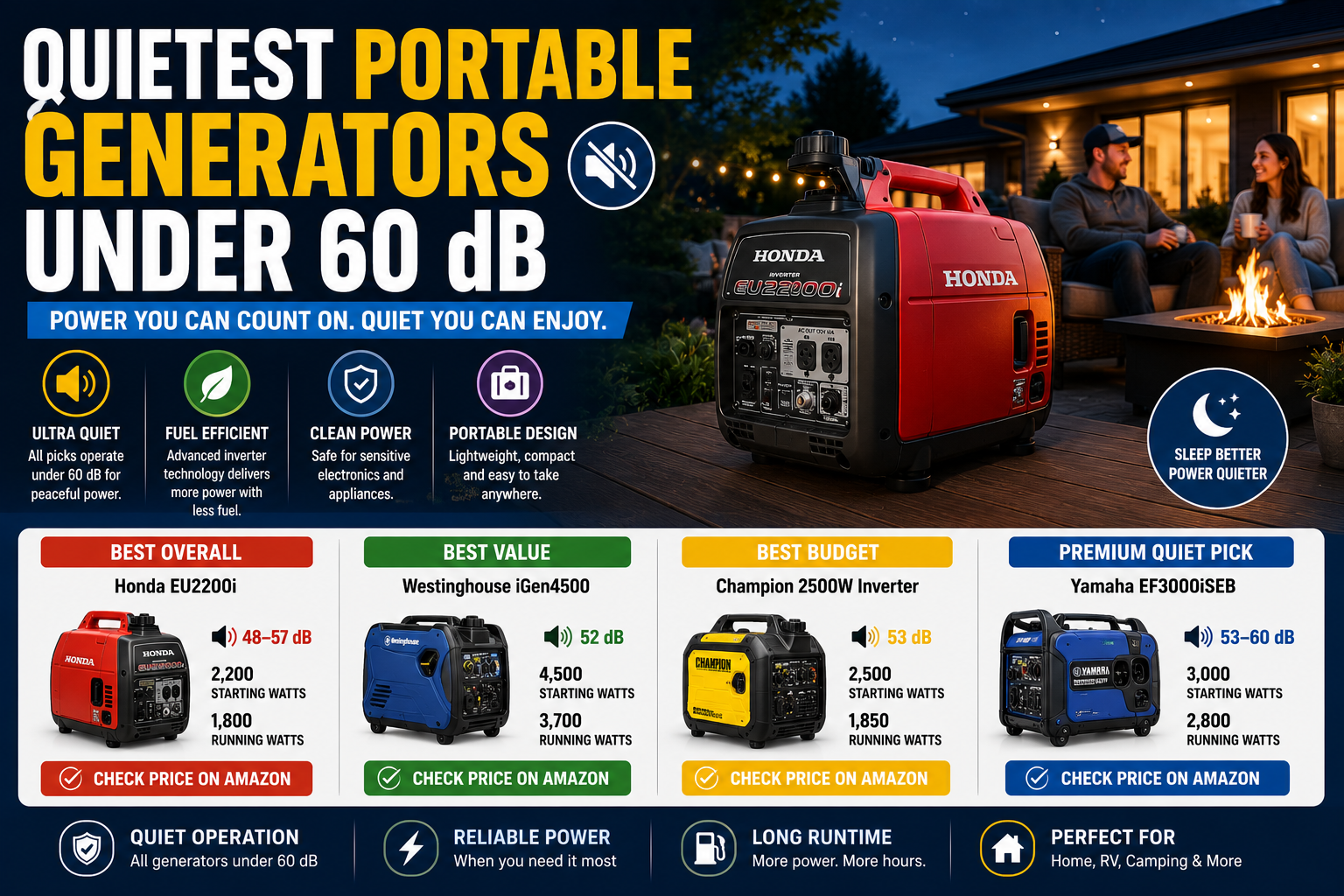 quietest portable generators under 60 dB