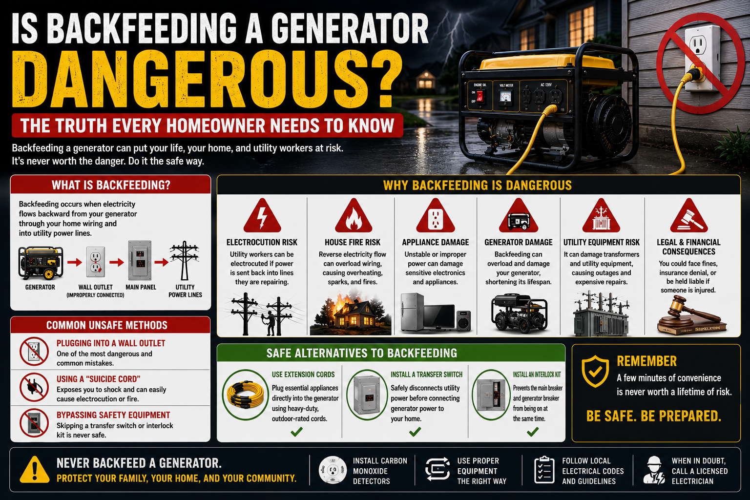 is backfeeding a generator dangerous