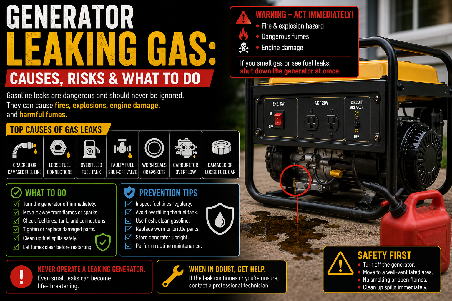 Generator Leaking Gas