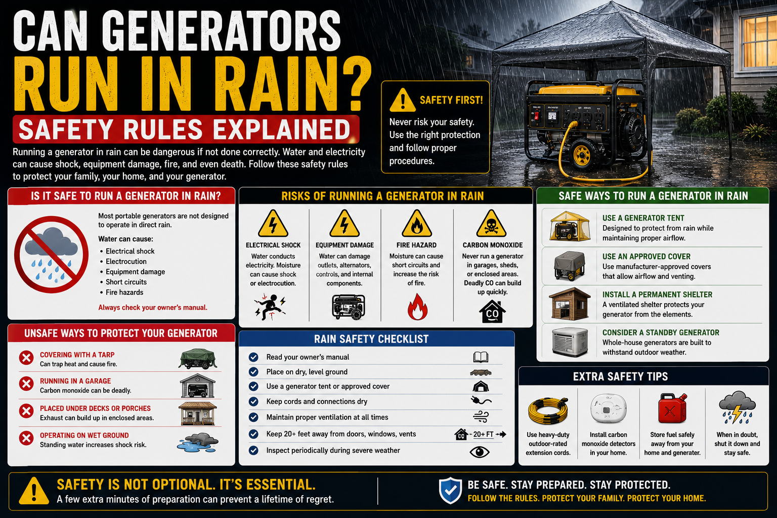 can generators run in rain