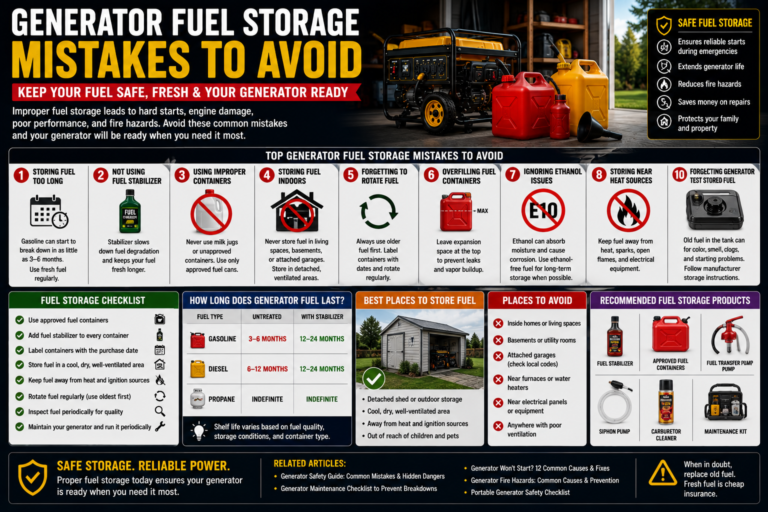 generator fuel storage mistakes