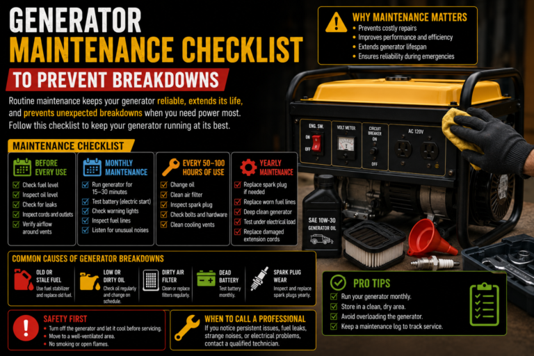 generator maintenance checklist