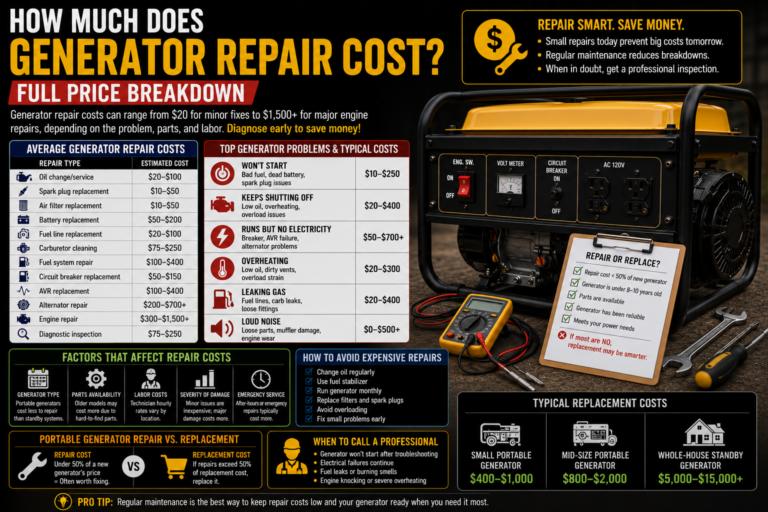 generator repair cost