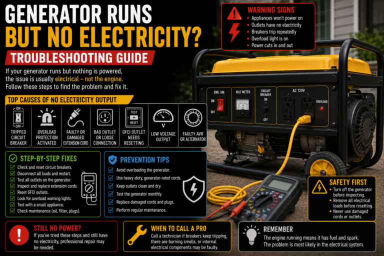generator runs but no electricity