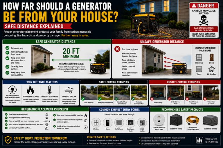 how far should a generator be from your house